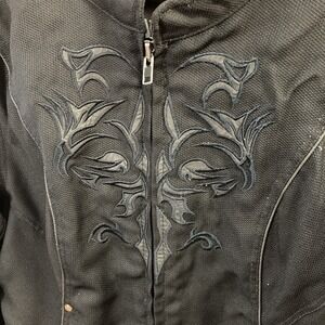 NexGen Reflective Tribal Motorcycle Jacket Sz XXL Black Textile Vented Goth